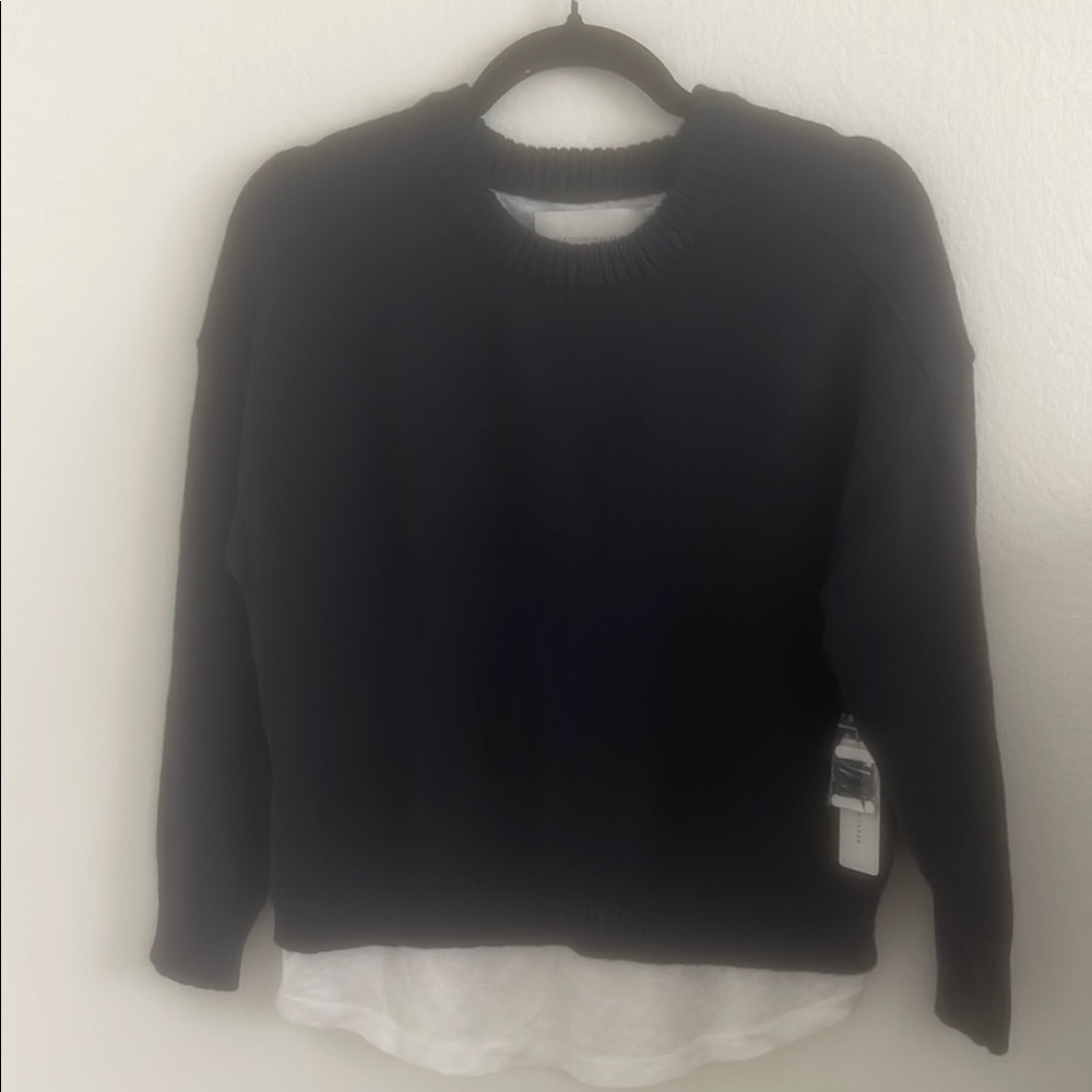 Brochu Walker Sweater - Navy w/ White Layered Tee hem